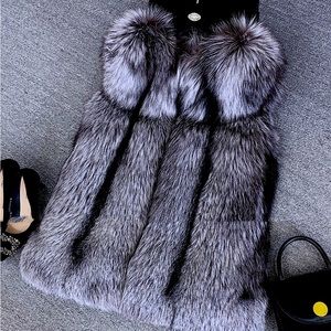 Blue fox fur coat